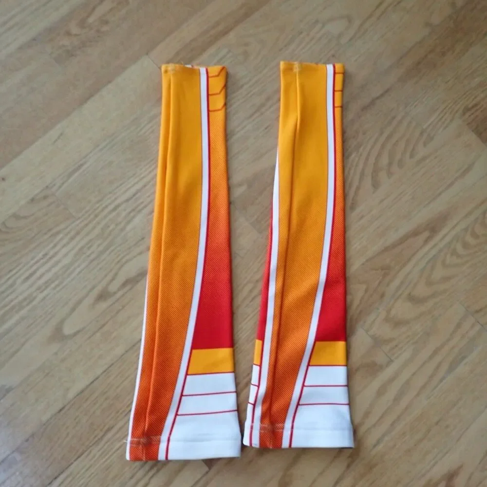Voler Cycling Arm Protectors Sun Sleeves Size Medium Bright Yellow Orange White